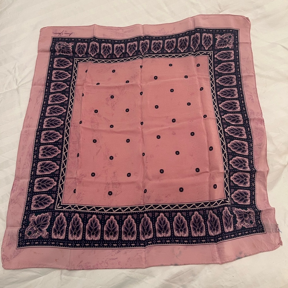 Ginnie Johanssn Pink and Navy Patterned Silk Scarf
